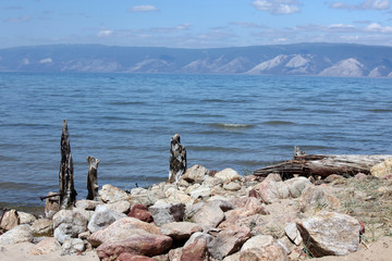 The coast at Lake Baikal, Olkhon island, , Russia