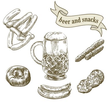 draft beer and snacks