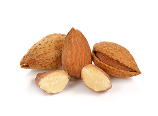 almond nuts on white background