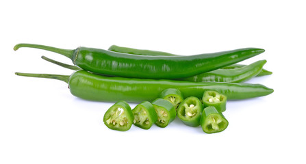 green chili on white background