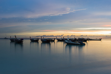 Longexposure Silhouette sunset sky at pattaya beach in Koh Lipe Island