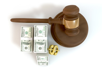 3d 100 dollar bill with Auction overhead perspective