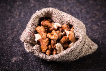 Mix nuts on wooden table,healthy vegan food.