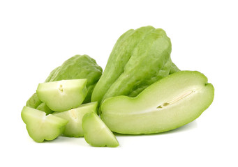 Chayote on white background