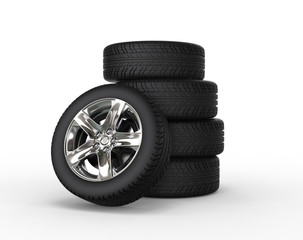 Stacked car tires