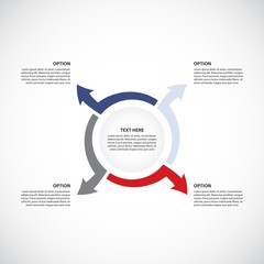 Vector cycle process diagram, Business concept with options / parts / steps - Infographic chart Isolated on a white background. Original arrows.