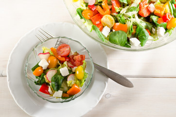 fresh lettuce in the salad bowl