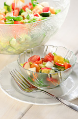 fresh lettuce in the salad bowl