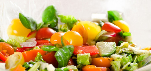 fresh lettuce in the salad bowl