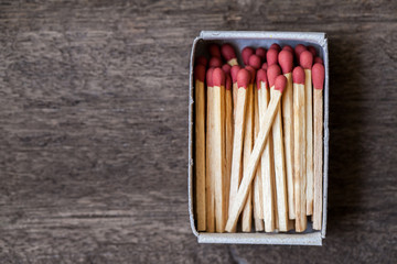 matches on wooden background
