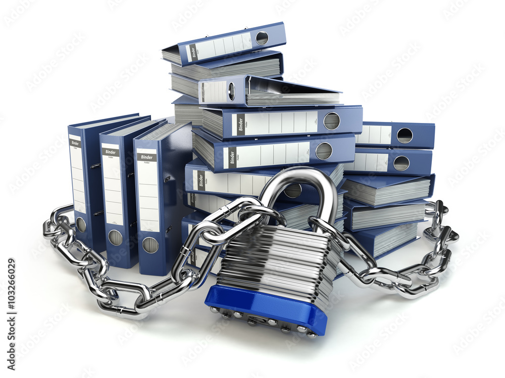Aufkleber File folder and chain with lock. Data and privacy security. Info