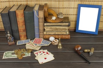 Card game poker. The winning set. Royal flash in poker. Gamble for money.
