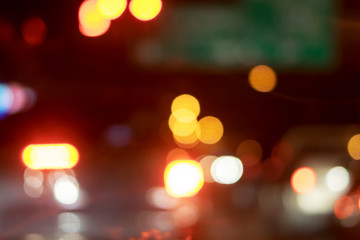 Traffic jam abstract bokeh blur for backgrond.