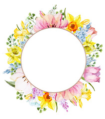 Fototapeta na wymiar Watercolor spring floral frame