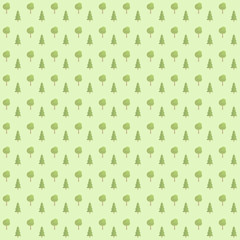 Vector seamless green pattern of forest tree