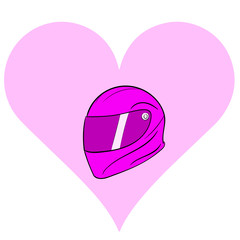 Crash helmet in pink heart
