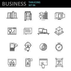 Modern thin line icons set for business