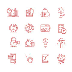Modern thin line icons set for business