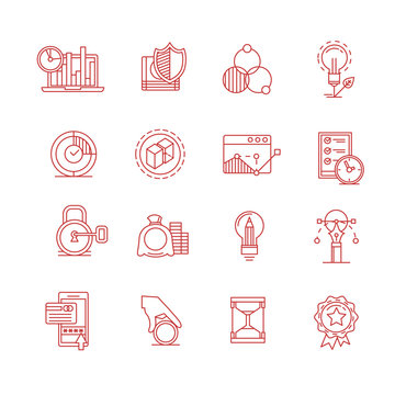 Modern thin line icons set for business