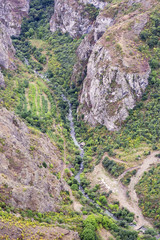 Mountain landscape. The landscape in Armenia (Tatev). The canyon next to the cable car 
