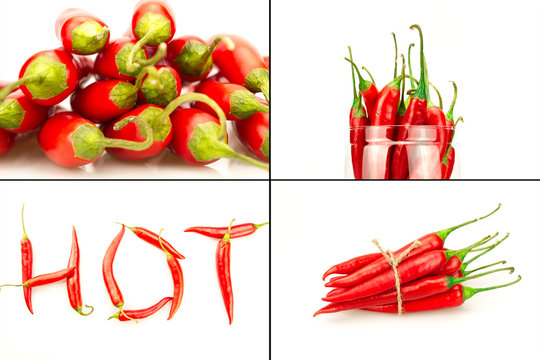 hot red chili pepper on white background