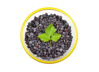 Blackberry (rubus) in glass bowl
