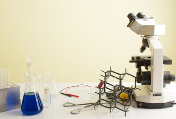 Medical or chemistry science background with microscope
