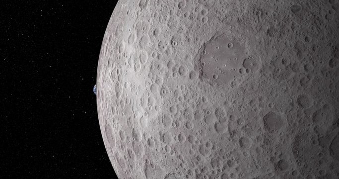 Earthrise, as seen from orbit above the moon's equator at 180 degrees longitude. Data: JPL/USGS Astrogeology.