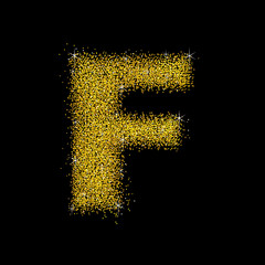 Gold dust font type letter F