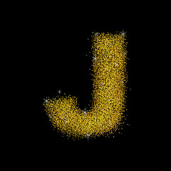 Gold dust font type letter J