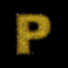 Gold dust font type letter P