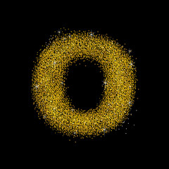 Gold dust font type letter O