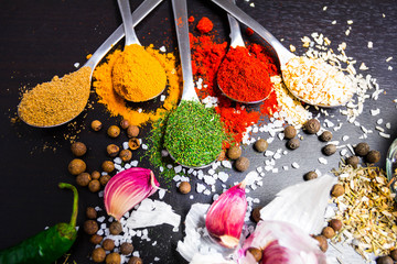 spices sprinkled on the table