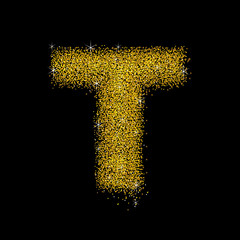 Gold dust font type letter T