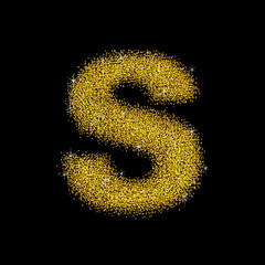 Gold dust font type letter S