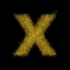 Gold dust font type letter X
