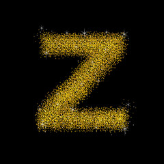Gold dust font type letter Z