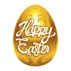 Decorative golden egg with Happy Easter text