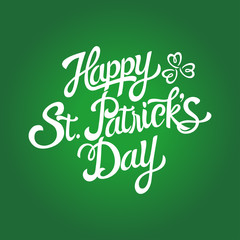 Text of Saint Patrick's Day with decorative three-leaved shamrock