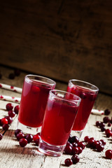 Cranberry juice, selective focus