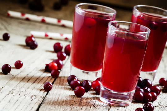 Cranberry juice, selective focus