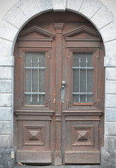 Fototapeta na wymiar Old doors, handles, locks, lattices and windows