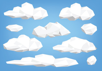   cloud set / collection -  low poly illustration