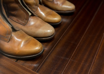 Leather Boots and Wooden Floor