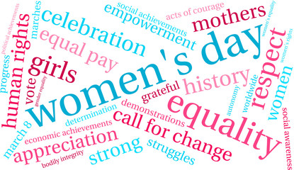 Fototapeta premium Women's Day word cloud on a white background. 