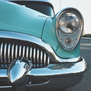 Vintage car with chrome grill