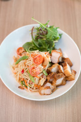 Papaya salad with Crispy pork.