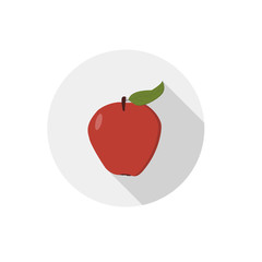 Isolated flat icon of vegetarian food fruits on white background. Ripe red Apple. Vector