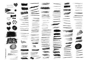 Vector set of grunge texture brush strokes and stains.