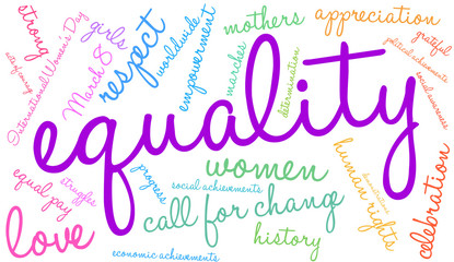 Equality Word Cloud on a white background. 